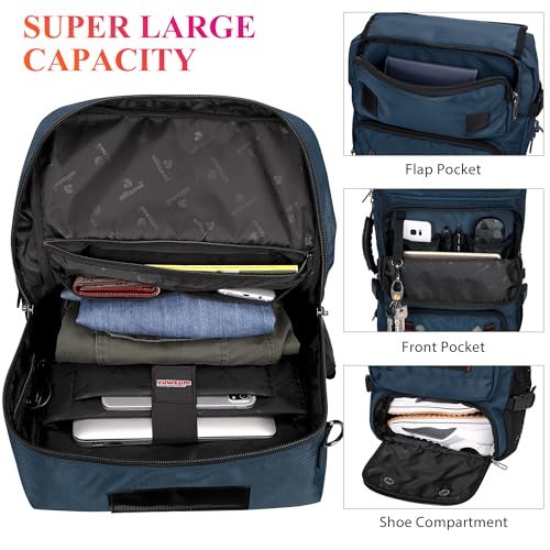 Image of WITZMAN Carry on Travel Backpack for Men Airline Approved Fits 16 inch Laptop | Nylon 3 in 1 Luggage Duffle Bag with USB Charging Port, Shoe Compartment, For Weekend Getaway, Overnight Trip, B682 Blue