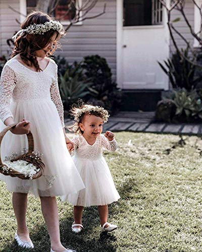 Image of Topmaker Flower Girl Dress for Toddler Baby Girls,Lace Tulle Dress for Wedding,Birthday Party,Photoshoot,Special Occasion