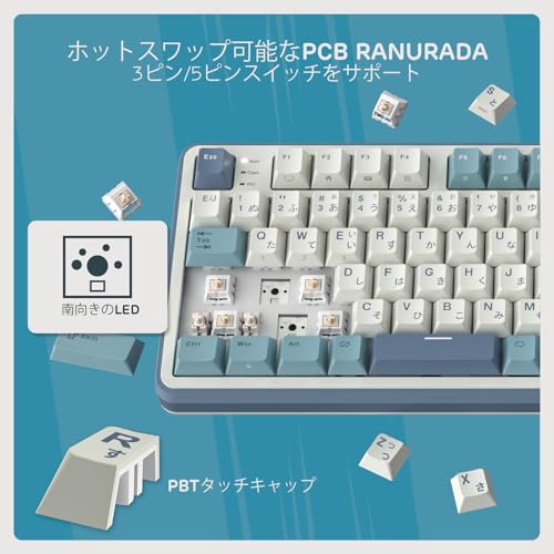 RK ROYAL KLUDGE S98 JP メカニカルキーボード、スマートディスプレイとボタン付き、トップマウント 96% ワイヤレスメカニカルキーボード BT/2.4G/USB-C、ホットスワップ可能、ソフトウェアサポート、98キー、日本語QWERTYレイアウト