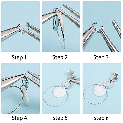 SUNNYCLUE 1 Box DIY 10 works Geometric Hollow Earring Making Starter Kit Classic Round Square Heart Triangle Connectors with Shell Charms - Image 3
