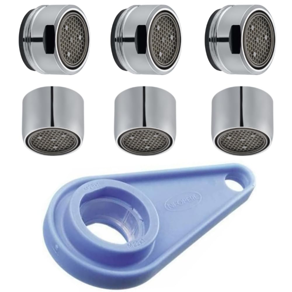 10055110 Schläfer | Aérateur de robinet pivotant universel, filtre en acier inoxydable et ABS pour robinets M22/M24 avec clé mul