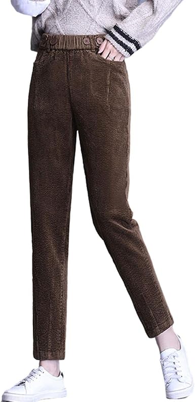 Amazon.com: Pantalones largos casuales de pana retro para mujer, ajuste de  cintura alta, pantalones rectos : Ropa, Zapatos y Joyería