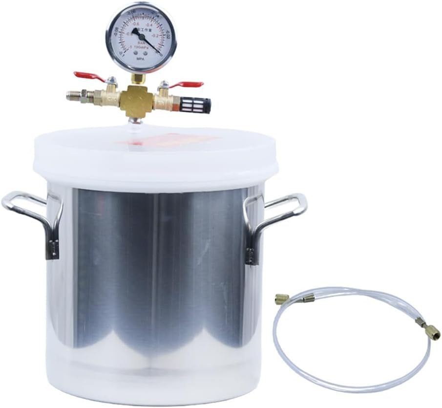 Stainless Steel Vacuum Defoaming Bucket, 6L AB Epoxy Resin Silicone Gypsum Defoaming Bucket, Vacuum Degassing Chamber Kit for Wood Stabilizing Epoxy Degassing Silicone Plaster