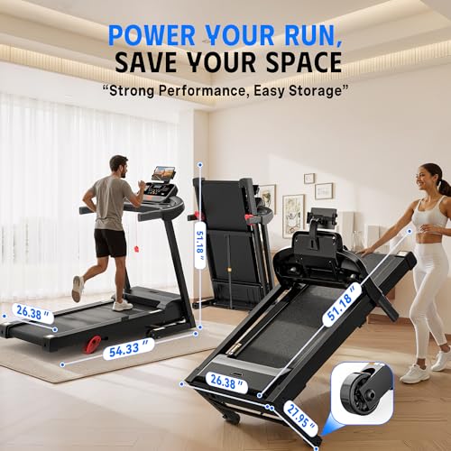 Image of 9MPH Foldable Treadmill for Home w /Incline,Portable Treadmill 330lb Capacity