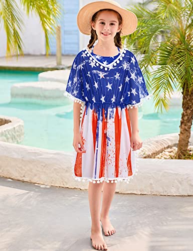 Image of Goodstoworld 7-12Y Girls 3 Piece Cover Up Swimsuit Hawaiian Bikini Bathing Suit with Pompom Tassel