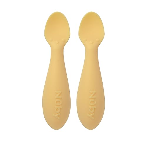 Miniatura 8 de Nuby Mini 2 cucharas de silicona, destete LED para bebés, 4+m, sin BPA, rosa