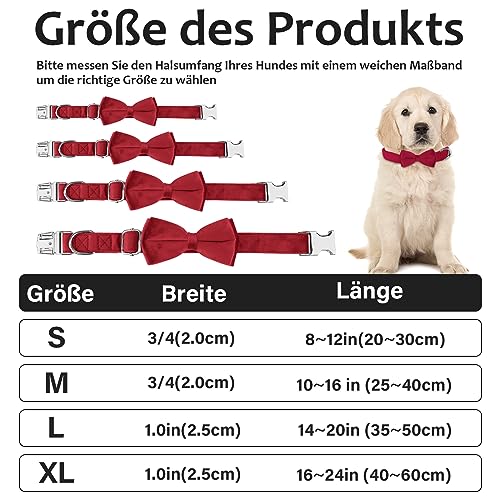 KTWSUEF Hundehalsband Samtiges, mit Abnehmbarer Hunde Fliege, Komfortable Verstellbares Samtige Halsband Hund, Geeignet für Hunde Kleine Mittel große Hunde, Für Hochzeiten, Geburtstage, Partys usw