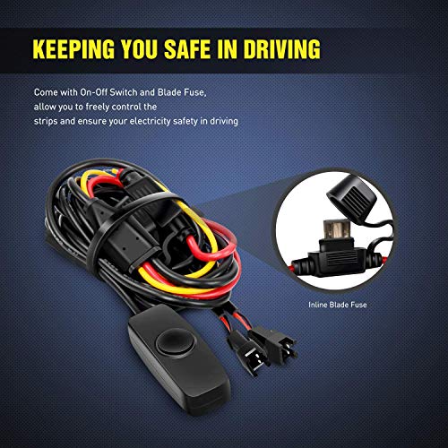 Nilight - TR-05 2PCS 60 Inch 180 LEDs Bed Strip Kit with Waterproof on/Off Switch Blade Fuse 2-Way Splitter Extension Cable for Cargo, Pickup Truck, SUV, RV, Boat , 2 Years Warranty by Nilight - Image 4