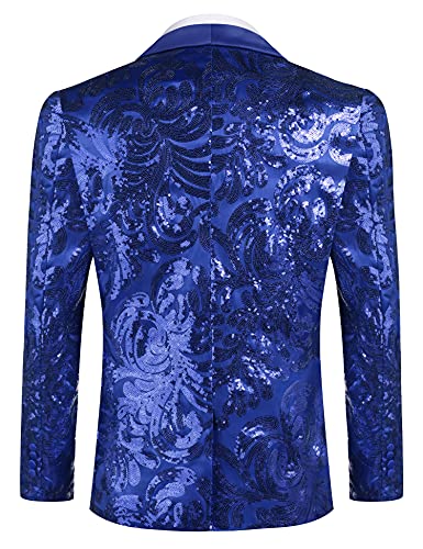 Coofandy Mens Sequin Blazer Blue Bling Jacket Shiny Floral Party Suit Blazer Stage Tuxedo Dinner Blazers Slim Fit Night Club Tux Jackets Blue S #TOP2