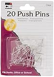 Pushpins, Plastic, 7/16', 20/PK, Clear, Sold as 1 Package