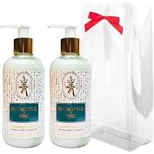 Bath & Body Works EUCALYPTUS PINE Moisturizing Body Lotion 2-piece Gift Set with a Red Bow for Holidays & Gifts 8 fl oz each