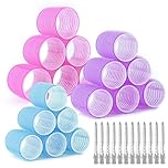 AiQInu 30 Pezzi Bigodini Grandi Set, Include 18 Pezzi Bigodini Per Capelli E 12 Clip A Becco D'Anatra, Bigodini Per Capelli Lunghi Corti Fai Da Te Per Donne E Bambini (60, 45, 36mm)