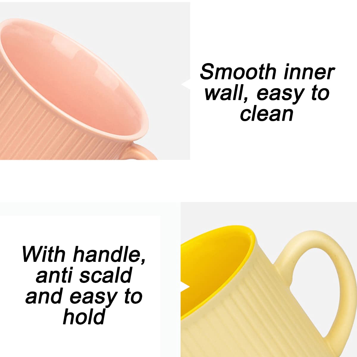 Keramik Kaffeebecher Emaille-Becher Camping-Becher Dekorative Tasse Geschenk for Familien Freunde Liebhaber mit Henkel, 225Ml 1 Stück(Pink)