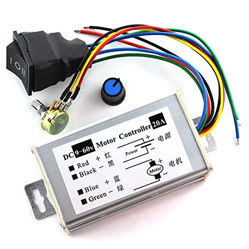 DZS Elec 1pc DC Motor Speed Controller 9-60V Forward/Reverse High Power PWM Control Switch Motor Speed Regulator DC 12V 24V 36V 48V 60V 20A 1200W