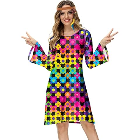 Deerose Women's 70s Hippie Costume Dress Cover