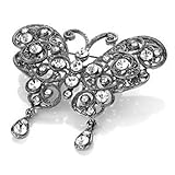 Livré dans un coffret cadeau Grande Argenté en filigrane clair cristal Broche Papillon