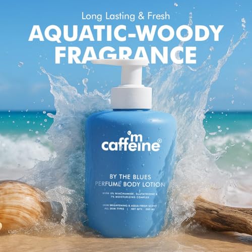 Image of mCaffeine By the Blues Brightening Perfume Body Lotion & Sweet Escape Perfume Body Lotion | Niacinamide, Cocoa & Shea Butter | Deeply Moisturizes, Evens Skin Tone | Long Lasting Fragrance - 300mlx2 |