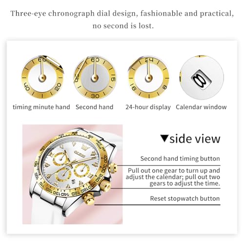 Image of OLEVS Luxury Diamond Small Female Watches - Stainless Steel Bracelet, Waterproof Business Dress Analog Luminous Date Ladies Watches