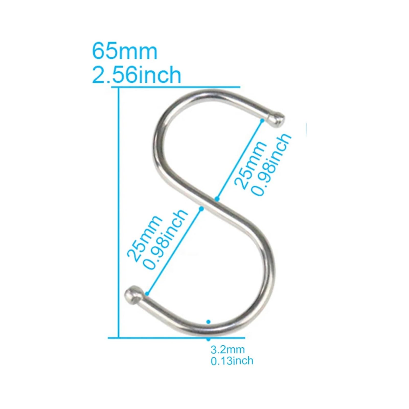 100 ganchos en forma de S de acero inoxidable con punta afilada for colgar utensilios de carne, ropa y carnicería, utensilios de cocina y repostería. Para Carnes(S)