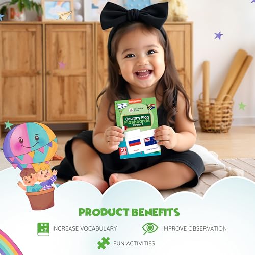 Image of SPARTAN KIDS World Country Flags (Version 2) Flash Cards for Kids Creative Thinking | 27 Early Learning Flash Cards Easy & Fun Way of Learning 1 Year to 6 Years Babies