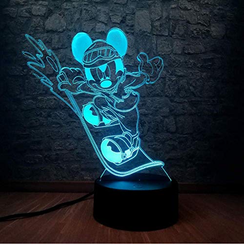 Surfing Mickey Mouse 3D Led Luz De Noche 7 Cambio De Color Mesita De Noche Iluminación Del Sueño Decoración De La Habitación Niño Niño Regalo De Cumpleaños Juguetes Cover