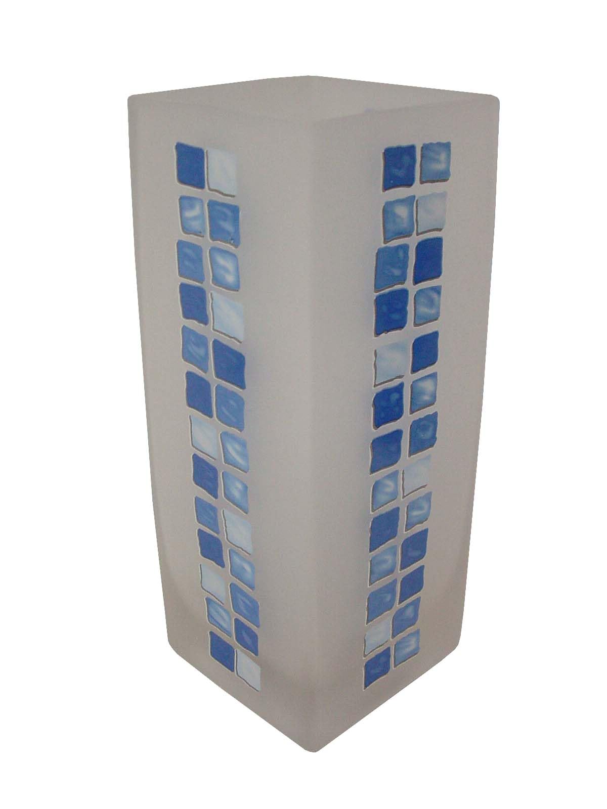Jarron FLORERO Cristal Cuadrado Mate Frost TRANSLUCIDO Grande Mosaico Azul