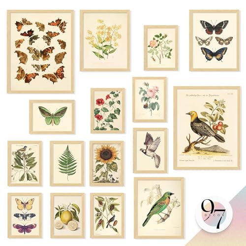 97 Decor FRAMED Vintage Botanical Wall Art Decor - Large