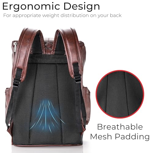 Image of LOGGIN 15.6 Inch Unisex Laptop Backpack for Men & Women | Premium Vegan Leather Water-Resistant Bag | Stylish Office, College & Travel Backpack with Anti Theft Design Multiple Pockets
