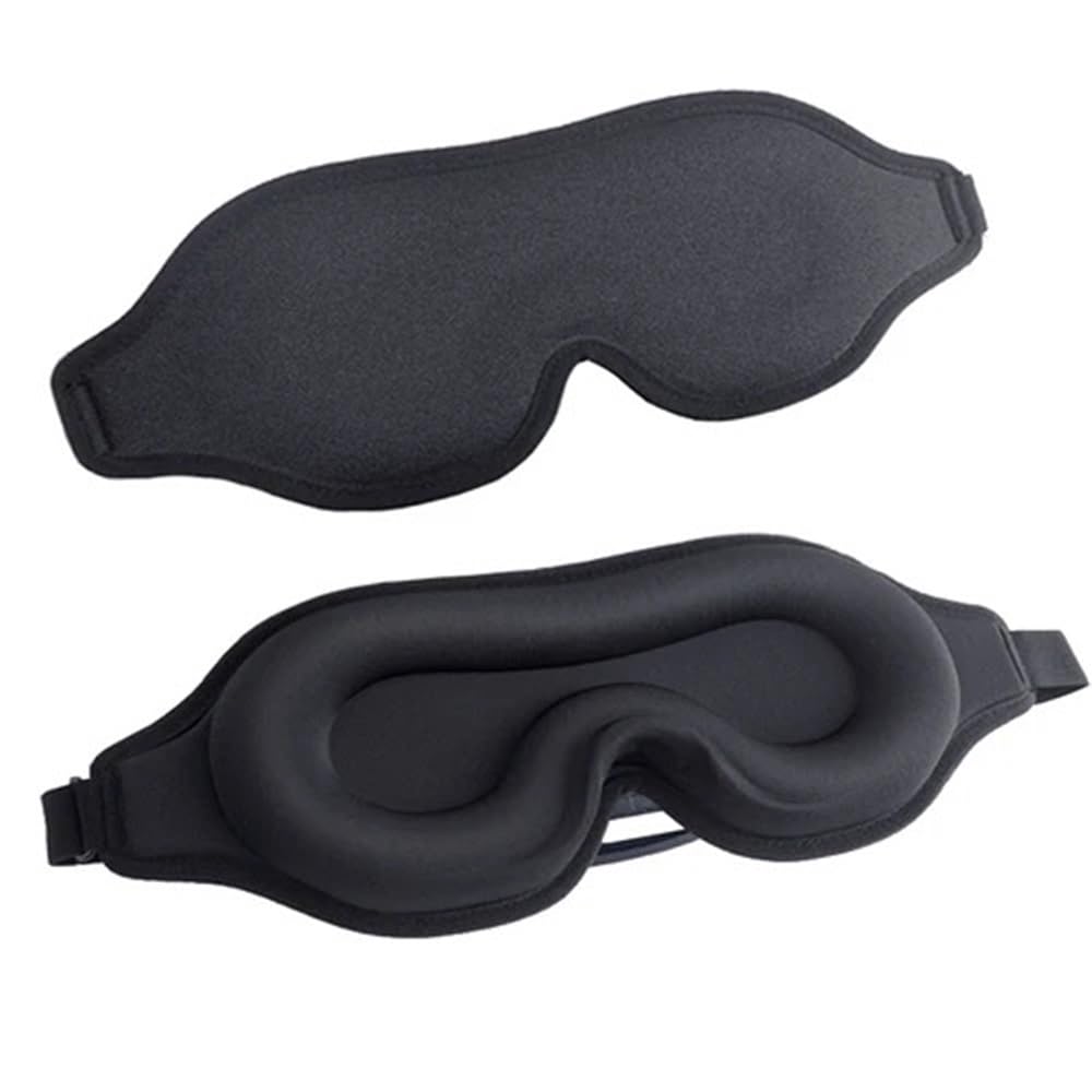 Antifaz para dormir con luz 3D, espuma viscoelástica, antifaz de seda para dormir para mujeres y hombres, máscara para dormir, sombra de ojos, ayuda para dormir (negro2)