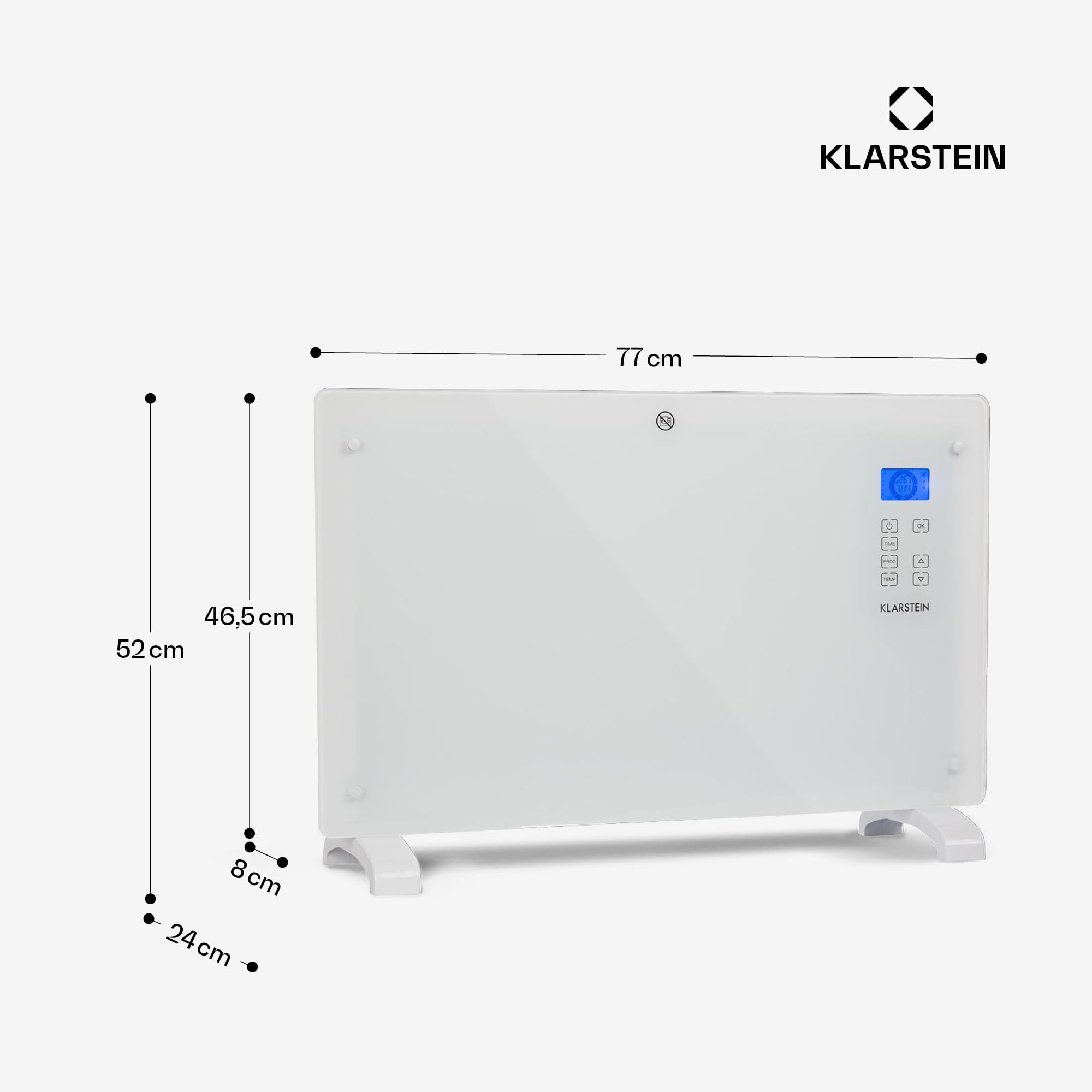 Klarstein Radiadores Bajo Consumo Electricos para Casa, Estufa Electrica de 2000W con Ruedas, Radiador Electrico Silencioso, Portátil y Delgado, Estufas con Panel para Pared, Pantalla y Termostato