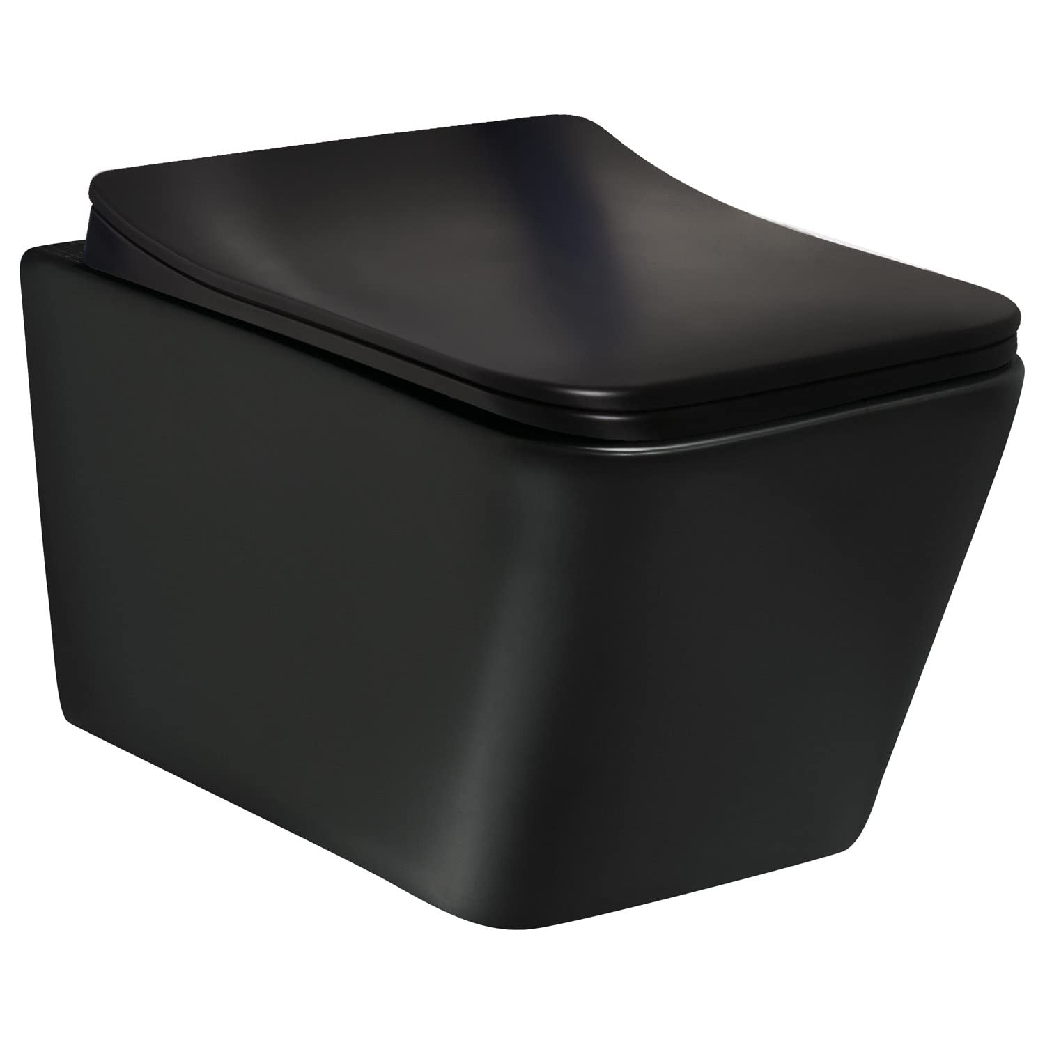 VBChome Hänge-WC Schwarz Spülrandloses aus Keramik mit Toilettendeckel WC-Sitz aus Duroplast Absenkautomatik Rimless Tiefspüler Toilette Wand WC Wand-WC-Set Modern Elegant