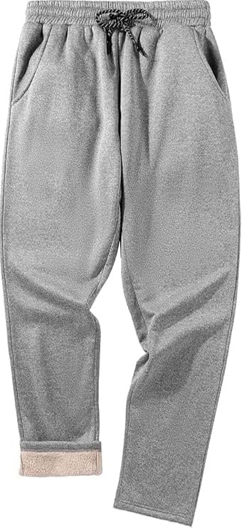 GEEK LIGHTING Men's Fleece Sweatpants Sherpa Lined Warm Drawstring Elastic Pants with Pockets