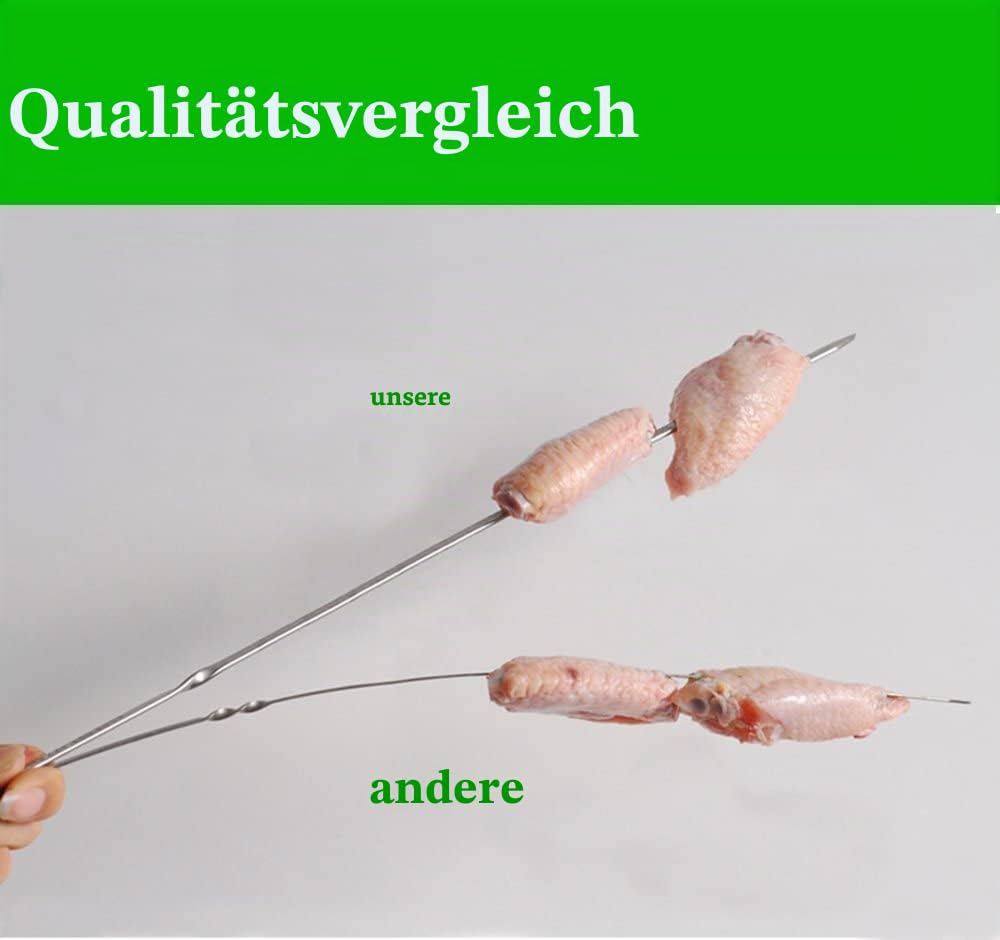 Flach Metall Grillen Spieße 304 breitere Dickere Edelstahl wiederverwendbar BBQ Sticks Barbecue Spieße 35,6 cm 0,4 cm 0,1 cm (24 Stück)