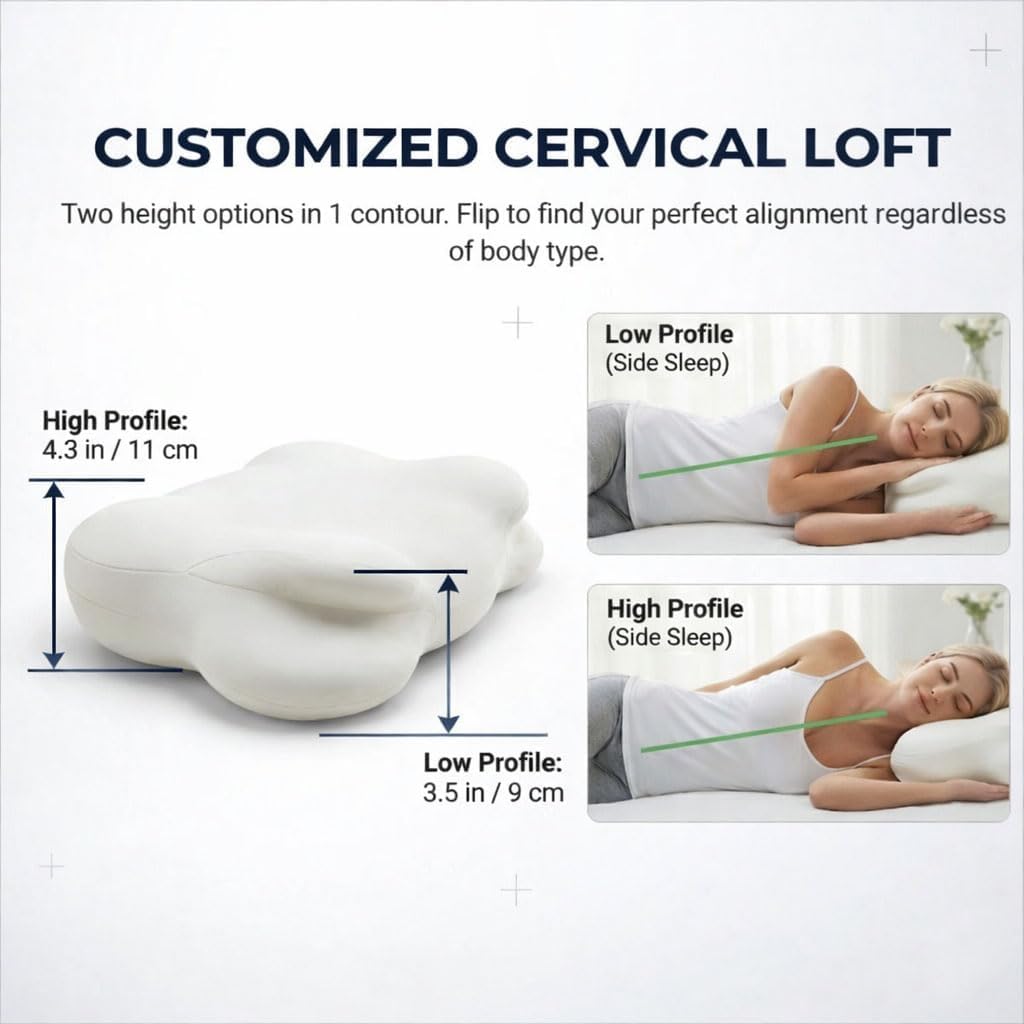 Viclemar Mellow Sleep Pillow, Mellow Cloud Pillow, Ergonomic Memory Foam Pillows, Adjustable Cervical Neck Support Pillow, for Side Back Stomach Sleepers (White) - 4