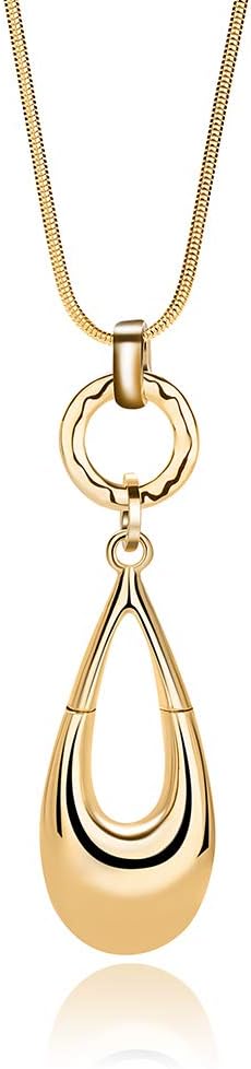 welbijoux Long Necklaces for Women Waterdrop Pendant Sweater Layered Y Statement Bohemian Silver Chain Necklace with Gifts Box Jewelry (GOLD)