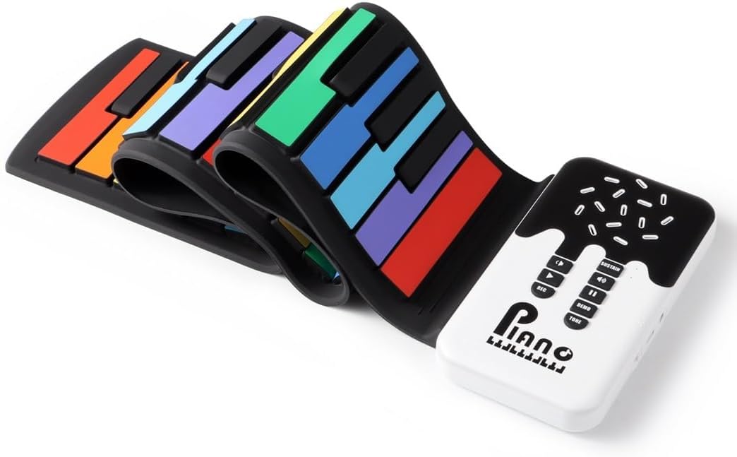 Rechargeable Roll-Up 49-Key Flexible Keyboard, Silicone Digital Piano For Beginners, Foldable Soft Music Pad For Kids & Learners