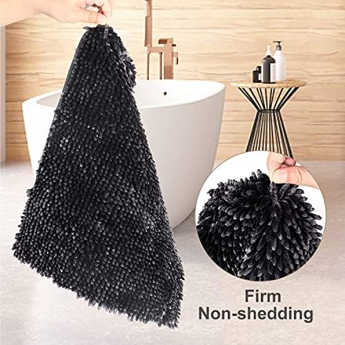 Tiikiy Bath Mat Non Slip, Soft Fluffy Chenille Bathroom Mat, 2.5cm High Pile Thickened Shower Mat, Machine Washable and Absorbent Bath Mat 40 x 60 cm (Star Grey)