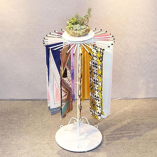 XCHSXYL Estante Redondo Independiente para Bufandas, Expositor de Ropa Giratorio de pie, Perchero metálico para Entrada, hogar y Oficina, Blanco, 70 cm/30 estantes