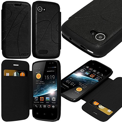 KARYLAX Seluxion - Coque Housse Etui à Rabat latéral et Porte-Carte pour Wiko Cink Slim Couleur Noir