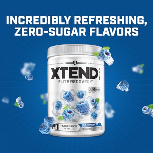 Image of Xtend Original BCAA Powder, 7g BCAAs and 2.5g L-Glutamine for Muscle Recovery Hydration and Lean Muscle, Sugar Free Intra and Post Workout Drink with Electrolytes, Blue Raspberry Ice, 30 Servings