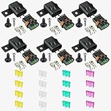 GTIWUNG 6個 ヒューズホルダー 高耐久 インライン ATC/ATO 防水防塵 + 16個ブレードヒューズ（20A/25A/30A/35A各4個入り） ブラック