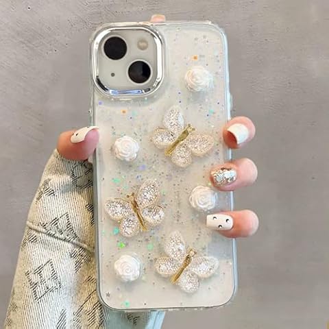 UEEBAI Glitter 3D Butterfly Case for iPhone Cover