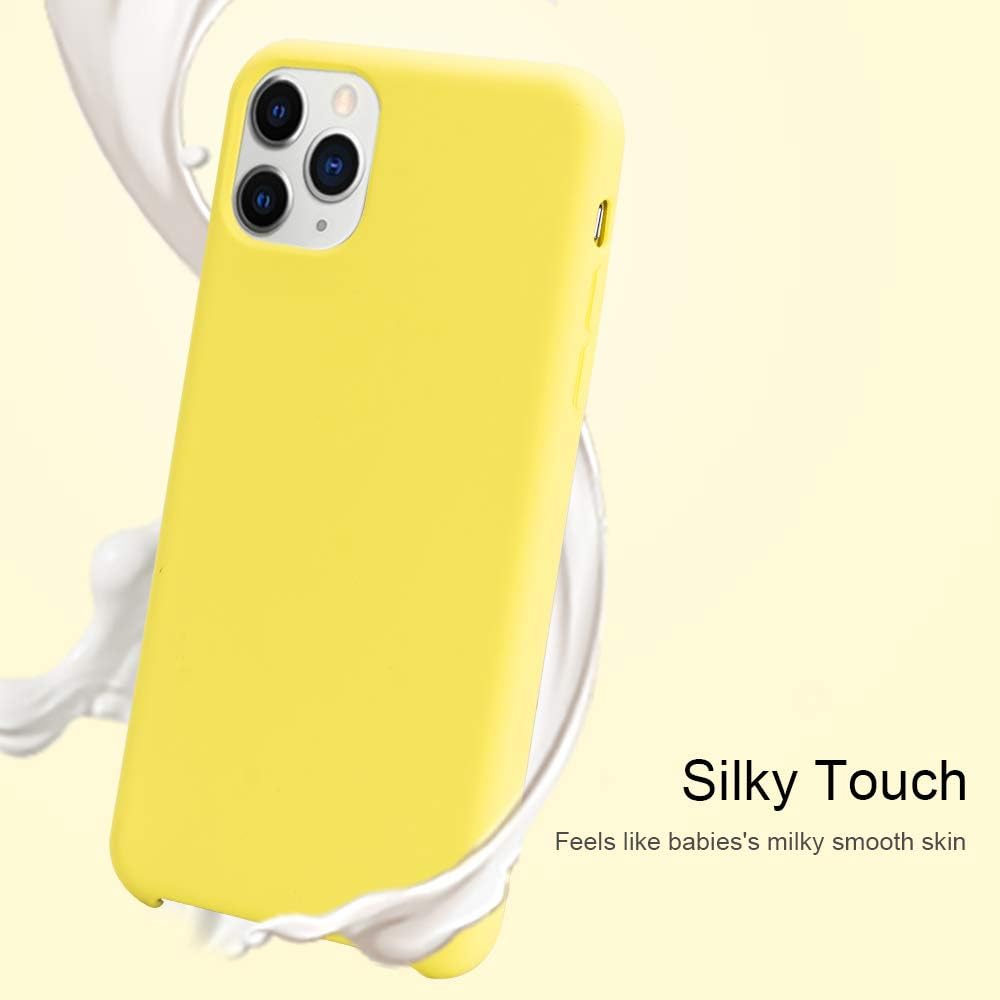 Orzero Liquid Silicone Gel Rubber Case Compatible for iPhone 11 Pro Max 2019, Full Body Shock Absorbing Ultra Slim Protective (Baby Skin Touch) -Lemon Yellow