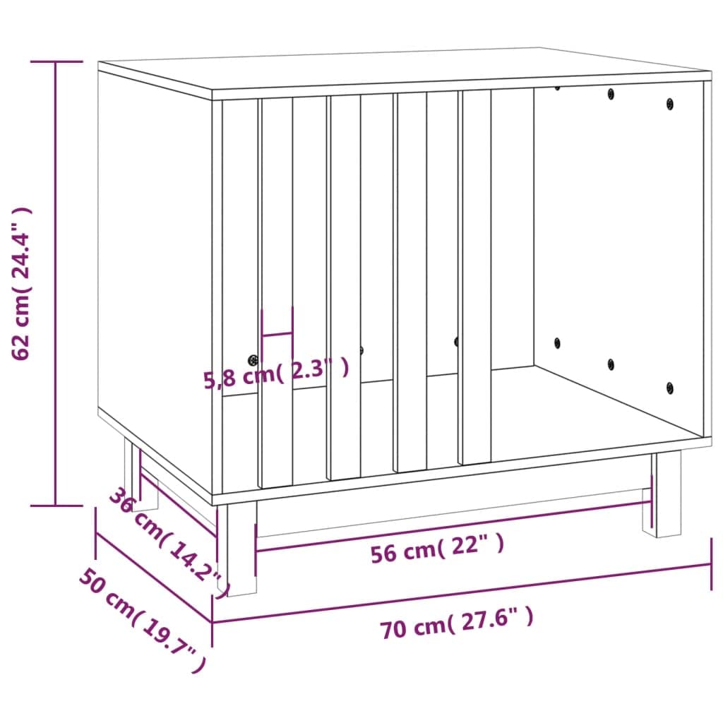 Hundehütte 70x50x62 cm aus massivem Kiefernholz, Hundebett mit stabilem Holzrahmen für bequemes Kuscheln, rechteckiges Haustierbett im schlichten Design für minimalistische