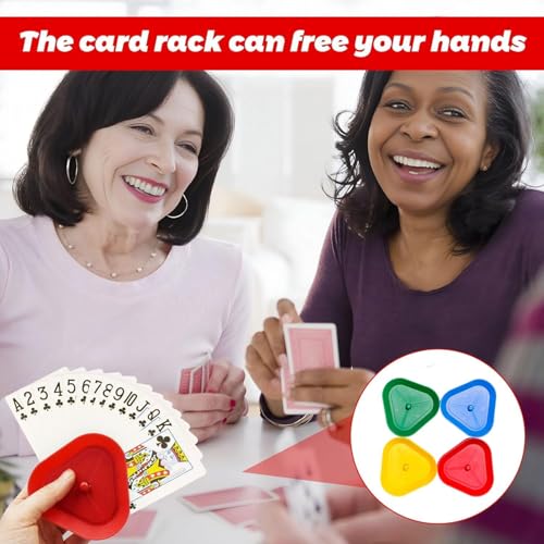 Wxinsheng Pudełko na karty do gry, 4 szt. uchwyt na karty do gry Plastikowy uchwyt na karty Poker Mały Ręce Uchwyt na poker Wolne ręce Uchwyt na karty do gry dla seniorów
