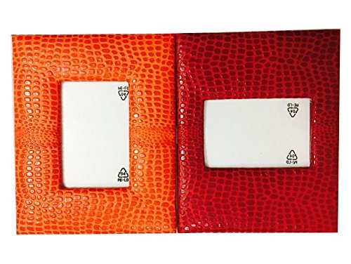 Handmade Photoframe RED + Orange Crocodile Print (10.1 x 8.25 inch) by Goonj Creations