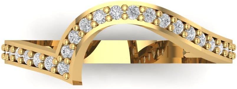 0.21 ct Brilliant Round Cut Clear Simulated Diamond 14k Yellow Gold Stackable Band