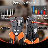Preciva Crimpzange Set mit Abisolierzange Presszange für isolierte Kabelschuhe 0,5 bis 6 mm² 3 farbcodierte Crimpbacken ergonomischer Griff für Auto Haushalt Werkstatt – Ansicht 2