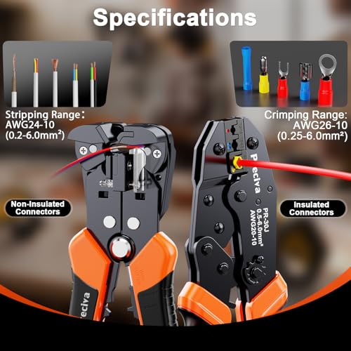 Pince à sertir connecteurs électriques avec pince à dénuder 3en1 - 3
