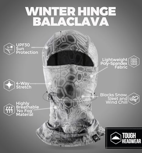 Image of Tough Headwear Balaclava Ski Mask - Breathable Face Mask for Men - Flexible Hinge Full Face Cover - Windproof Motorcycle Gear